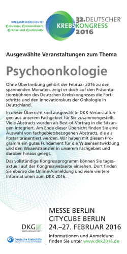 Psychoonkologie - 32. Deutscher Krebskongress 2016