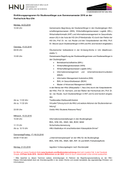 Einführungsprogramm für Studienanfänger - Hochschule Neu-Ulm