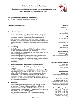 Teilnahmebedingungen - Arbeiterbildung Reutlingen eV
