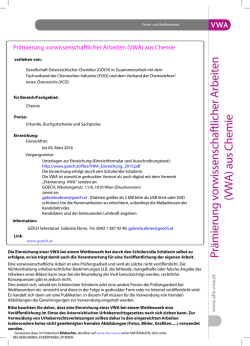 Pr&auml;mierung vorwissenschaftlicher Arbeiten (VWA) aus Chemie