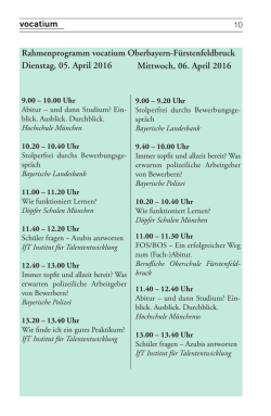 Rahmenprogramm der vocatium Oberbayern