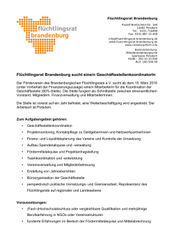 Stellenausschreibung - Flüchtlingsrat Brandenburg