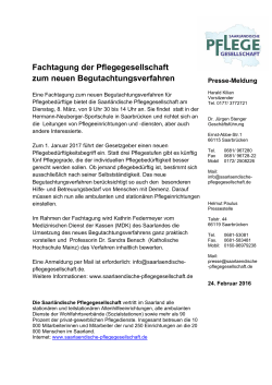 Pressemitteilung - Saarländische Pflegegesellschaft eV