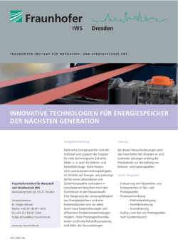 Innovative Technologien f&uuml;r Energiespeicher der