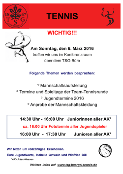 Flyer Jugendtreff - TSG Bürgel Tennis