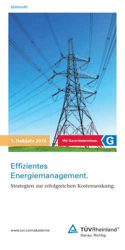 Seminare Energiemanagement 1. Halbjahr 2016