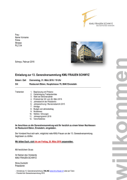 Einladung zur 13. Generalversammlung KMU FRAUEN SCHWYZ