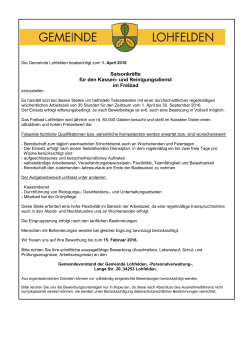 Stellenangebot Saisonkraft Freibad Lohfelden