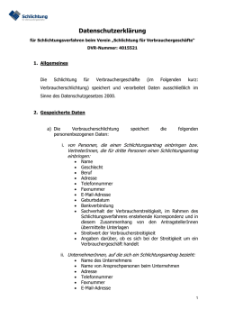Datenschutzerklärung - Schlichtung für Verbrauchergeschäfte