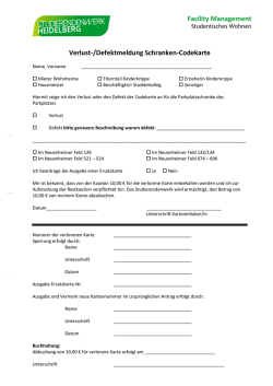 Verlust-/Defektmeldung Schranken-Codekarte