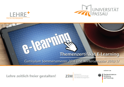 Zertifikat E-Learning SoSe 2016 + WiSe 2016/17