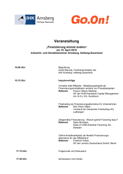 Finanzierung (Tagesordnung) - IHK Arnsberg Hellweg
