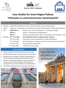 Case Studies for Smart Region Policies