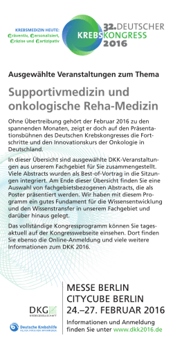 Digitaler Flyer - 32. Deutscher Krebskongress 2016
