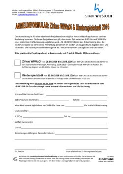 Info-Blatt und Anmeldeformular