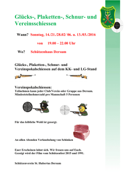 Gl&uuml;cks-, Plaketten-, Schnur- und Vereinsschiessen