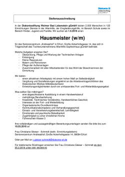Hausmeister (w/m) - Diakoniestiftung Weimar Bad Lobenstein