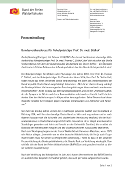 Pressemitteilung Bund der Freien Waldorfschulen