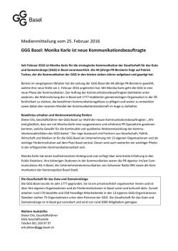 Medienmitteilung Neue Kommunikationsbeauftragte