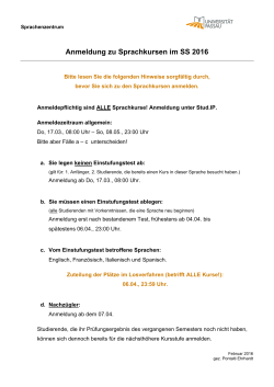 Hinweise zur Anmeldung in Sprachkursen im Sommersemester 2016