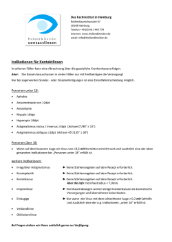 Indikationen f&uuml;r Kontaktlinsen