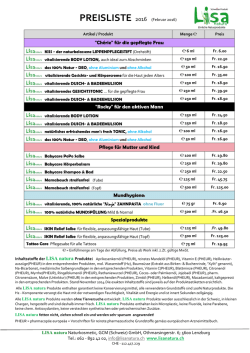 Preisliste “Kosmetik” 2016