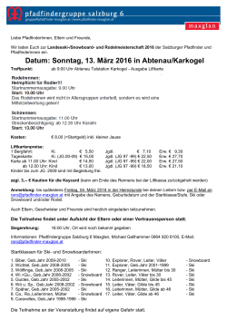 Datum: Sonntag, 13. März 2016 in Abtenau/Karkogel
