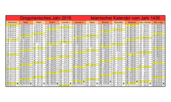 Gregorianisches Jahr 2015 Islamischer Kalender vom Jahr 1436