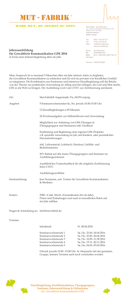 Jahresausbildung f&uuml;r Gewaltfreie Kommunikation GFK