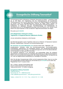 eine pflegerische Leitung f&uuml;r unsere Tagesklinik in Wuppertal