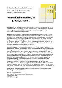 eine/n Kirchenmusiker/in (100%, A-Stelle). - Memmingen