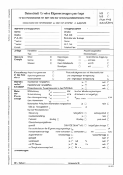 Datenblatt für eine Eigenerzeugungsanlage - E