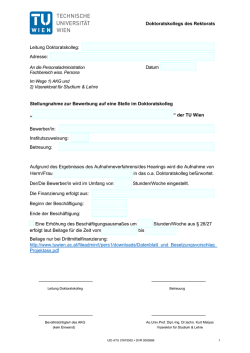 Doktoratskollegs des Rektorats Leitung Doktoratskolleg: Adresse