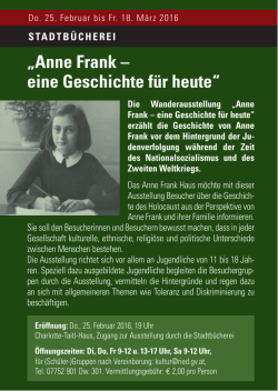 „Anne Frank – eine Geschichte für heute“
