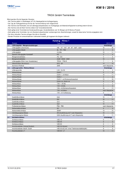 TROX GmbH Terminliste