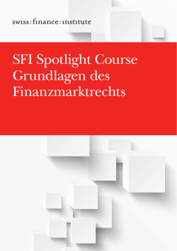 Kursbroschüre  - Swiss Finance Institute