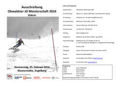 Ausschreibung Obwaldner JO Meisterschaft 2016 Slalom