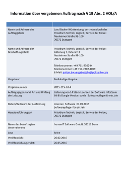 Information &uuml;ber vergebenen Auftrag nach &sect; 19 Abs. 2 VOL/A
