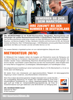 mietmonteur (m/w) - HKL Baumaschinen