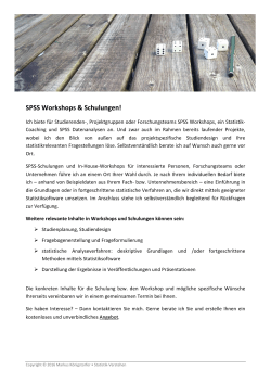 SPSS Workshops & Schulungen! - Statistik