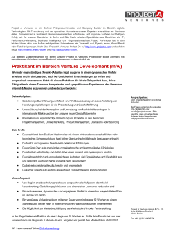 Praktikant im Bereich Venture Development (m/w)
