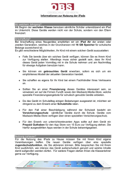 Informationen f&uuml;r die Eltern zum Unterricht mit iPads