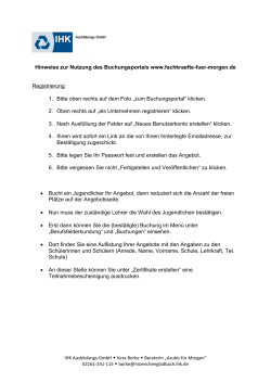 Hinweise zur Nutzung des Buchungsportals www.fachkraefte