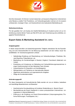 Export Sales & Marketing Assistent/-in (100%)