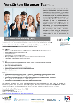 Lektor/in f&uuml;r den Bereich Marketing Mitarbeiter Studienberatung (m/w)