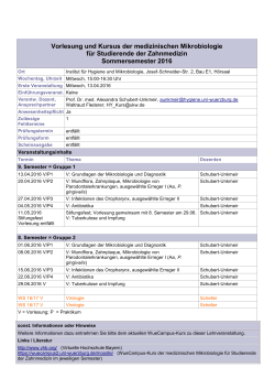 Vorlesungsplan und Praktikum SoSe 2016