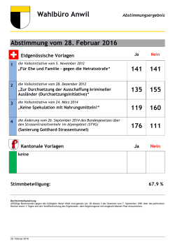 Eidg. Abstimmung vom 28. Februar 2016