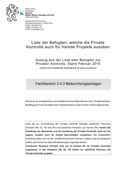Liste der Befugten, welche die Private Kontrolle auch f&uuml;r fremde