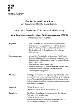 Stellenausschreibung Diplomassistent/in Logopädie