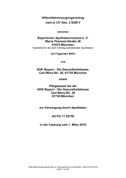 Hilfsmittelversorgungsvertrag nach &sect; 127 Abs. 2 SGB V Bayerischer